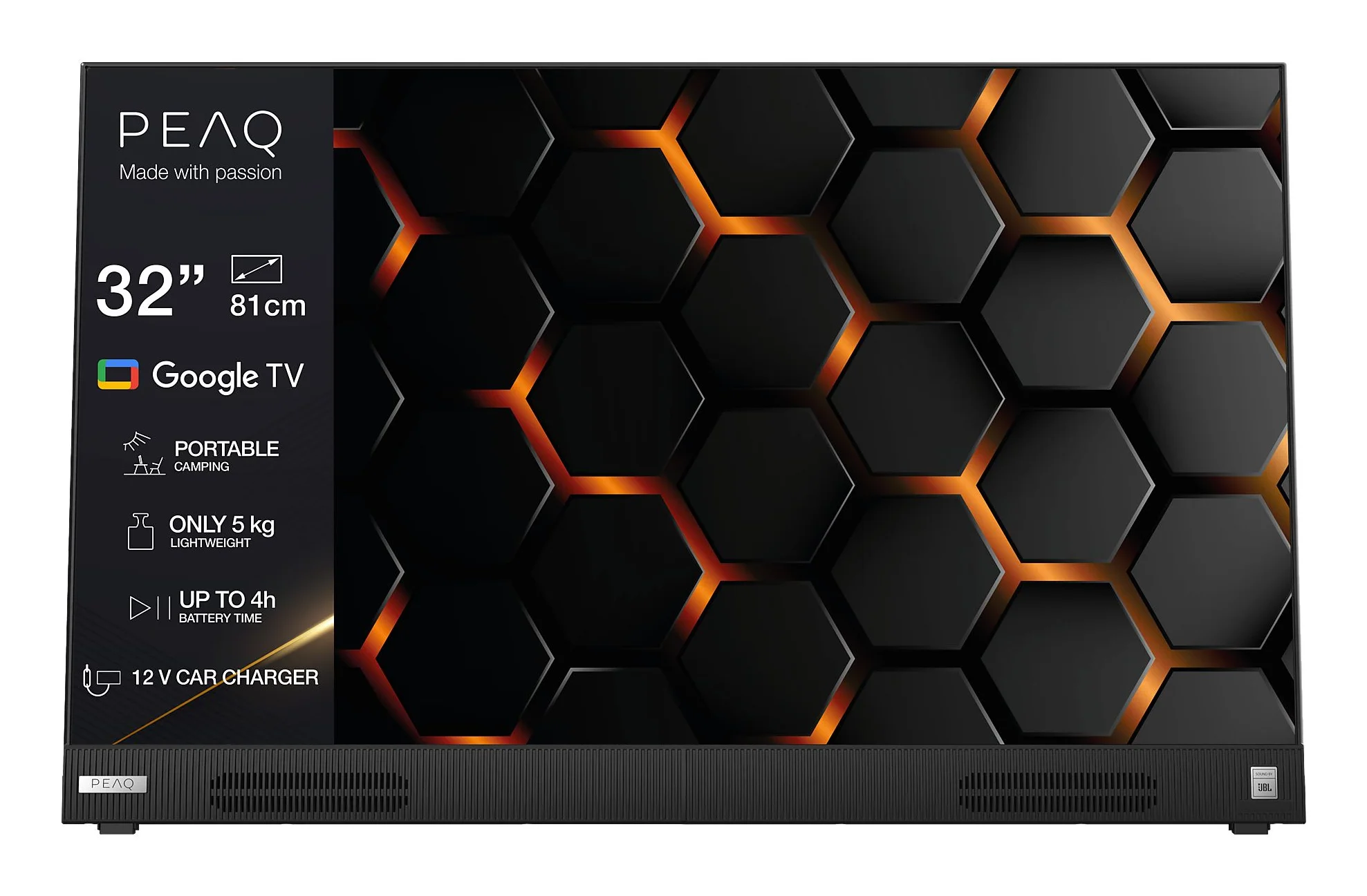 PEAQ PTV 32GF-5025C-B TV-Gerät/Monitor tragbar Tragbarer TV Schwarz 81,3 cm (32") LCD 1920 x 1080 Pixel
