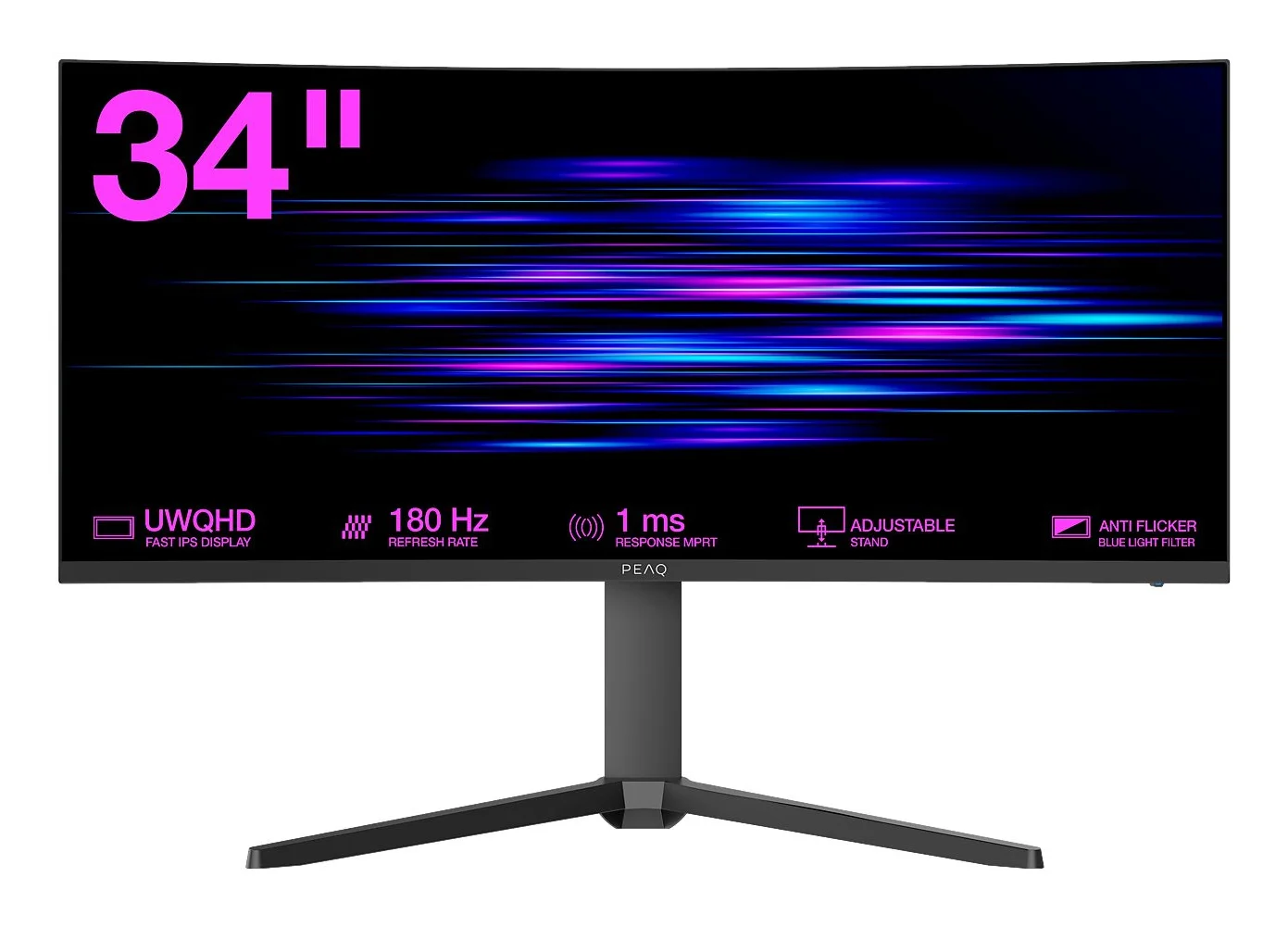 PEAQ PMO G343-CWQE 34 Computerbildschirm 86,4 cm (34") 3440 x 1440 Pixel UltraWide Quad HD LED Schwarz