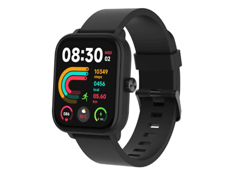 PEAQ PSW 300-BK Smartwatch Fluorelastomer, 20 mm, Schwarz