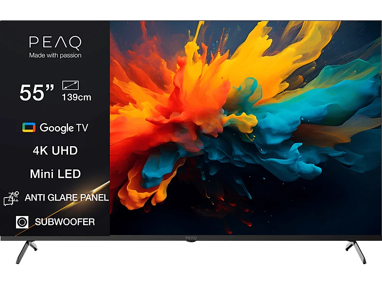 PEAQ PTV 55GMU-5026C AG Mini LED Anti-Glare TV (Flat, 55 Zoll / 139,0 cm, UHD 4K, SMART TV)
