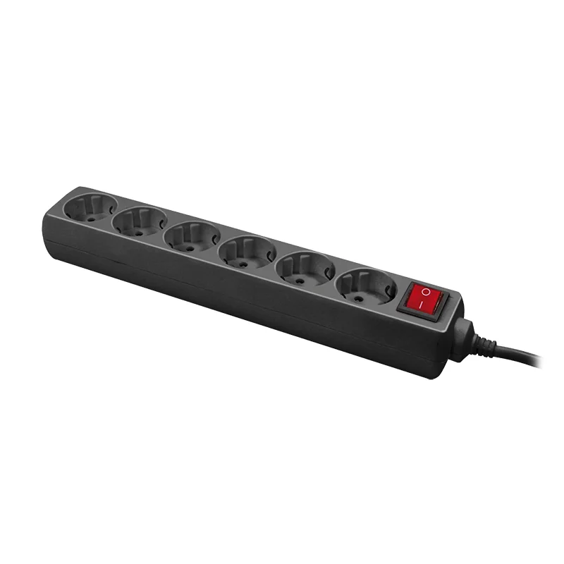 LogiLink LPS202B Verlängerungskabel 1,4 m 6 AC-Ausgänge Schwarz