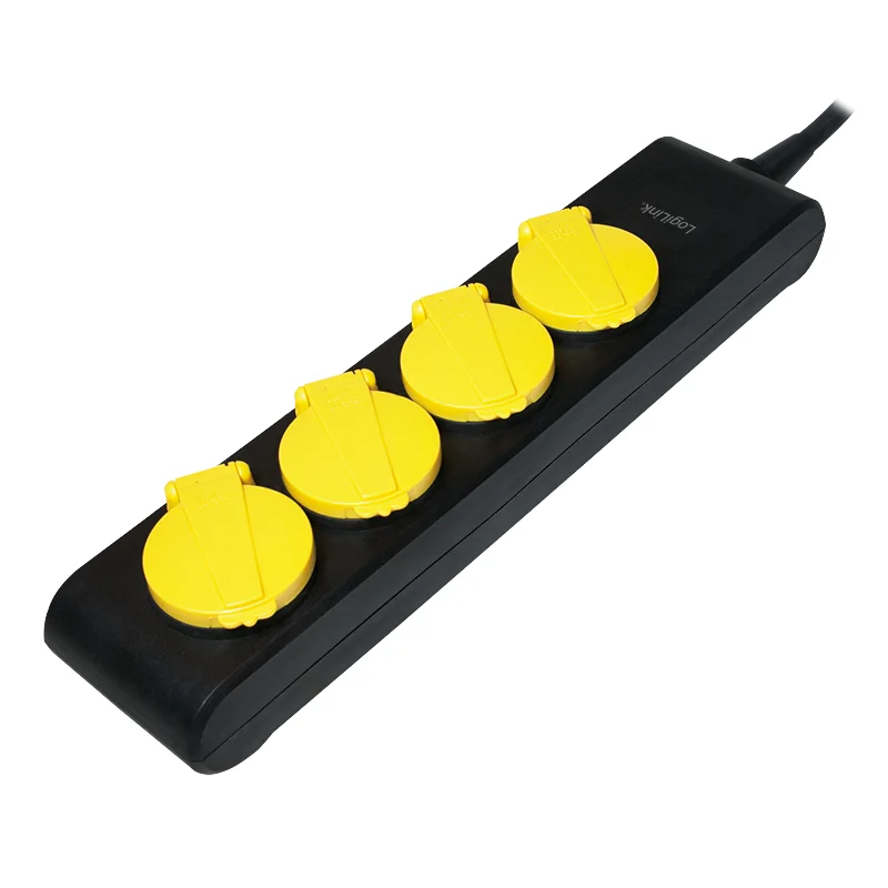 LogiLink LPS212 Verlängerungskabel 1,4 m 4 AC-Ausgänge Schwarz, Gelb