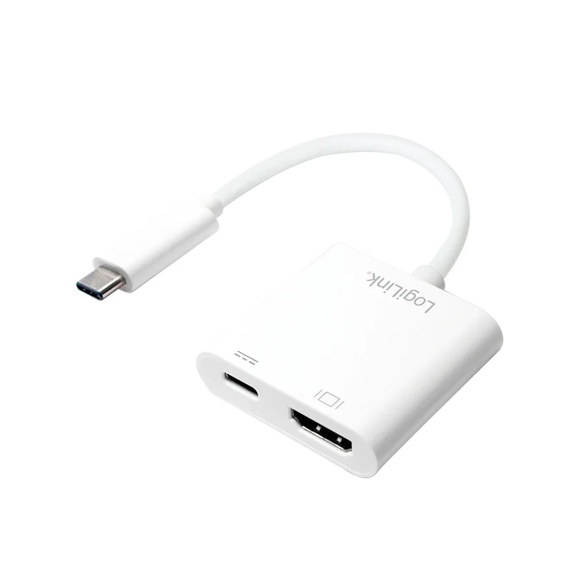 LogiLink 0.14m, 2xUSB-C/HDMI USB-Grafikadapter 3840 x 2160 Pixel Weiß