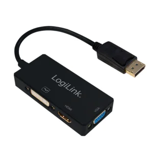 LogiLink CV0109 Videokabel-Adapter 0,15 m DisplayPort VGA + HDMI + DVI Schwarz