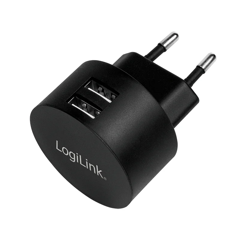 LogiLink USB Steckdosenadapter, 2x USB-Port für Fast Charging, 10,5W