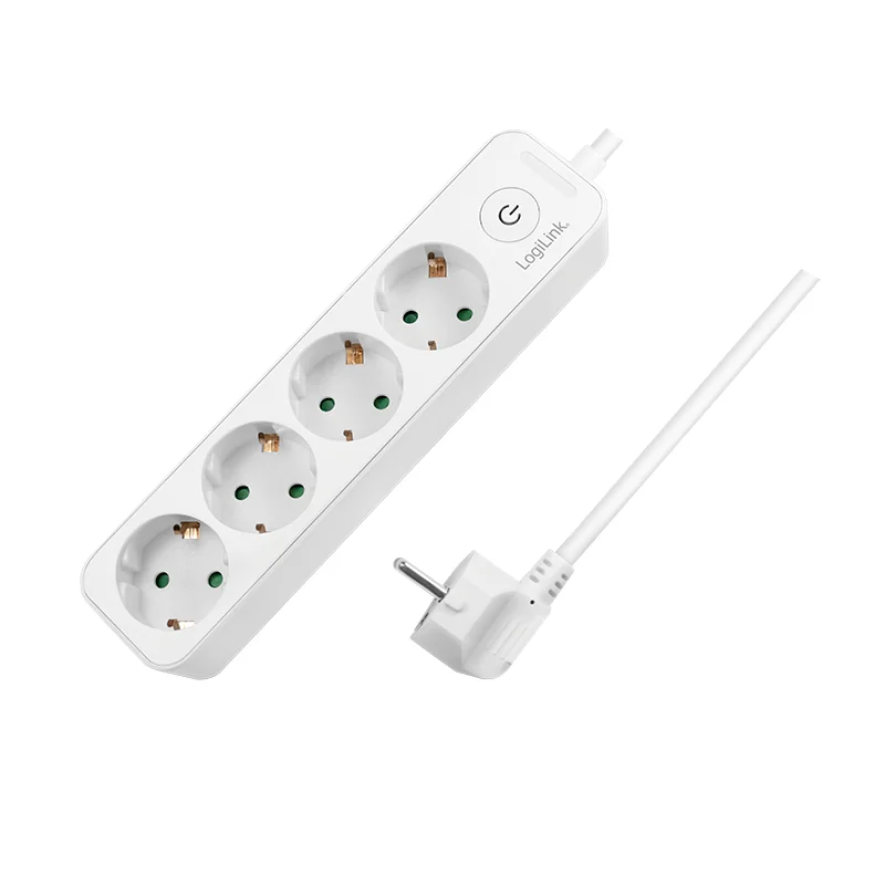 LogiLink LPS245 Verlängerungskabel 1,5 m 4 AC-Ausgänge Drinnen Weiß