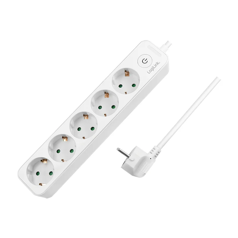LogiLink LPS246 Verlängerungskabel 1,5 m 5 AC-Ausgänge Drinnen Weiß