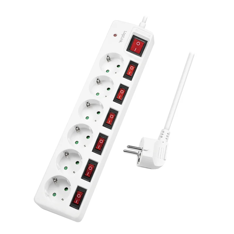 LogiLink LPS250 Verlängerungskabel 1,5 m 6 AC-Ausgänge Drinnen Weiß