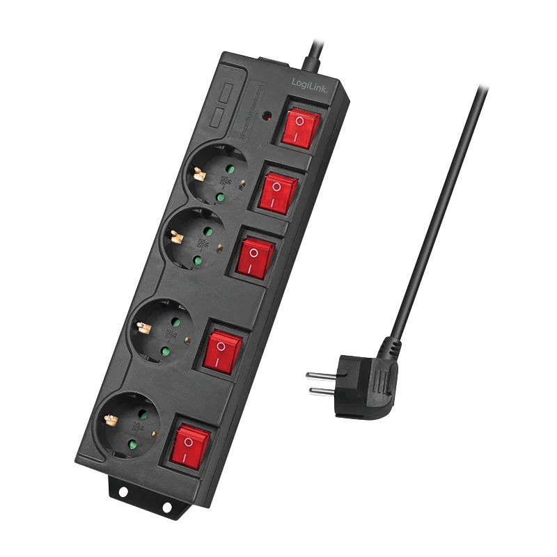 LogiLink LPS251 Verlängerungskabel 1,5 m 4 AC-Ausgänge Drinnen Schwarz