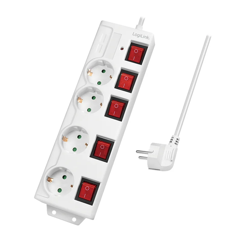 LogiLink LPS252 Verlängerungskabel 1,5 m 4 AC-Ausgänge Drinnen Weiß