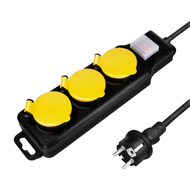 LogiLink LPS253 Verlängerungskabel 1,5 m 3 AC-Ausgänge Draußen Schwarz, Gelb