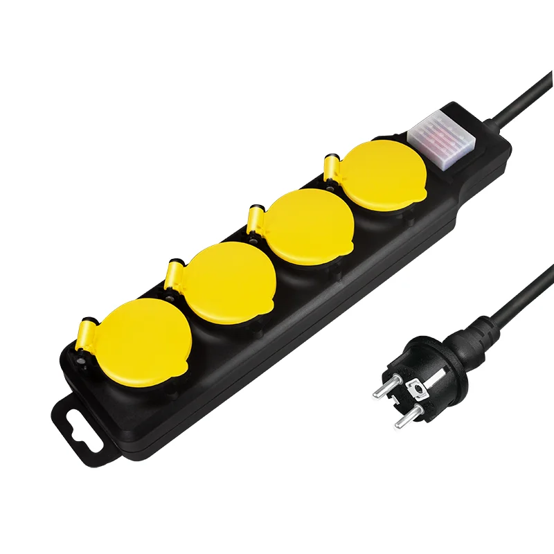 LogiLink LPS254 Verlängerungskabel 1,5 m 4 AC-Ausgänge Draußen Schwarz, Gelb