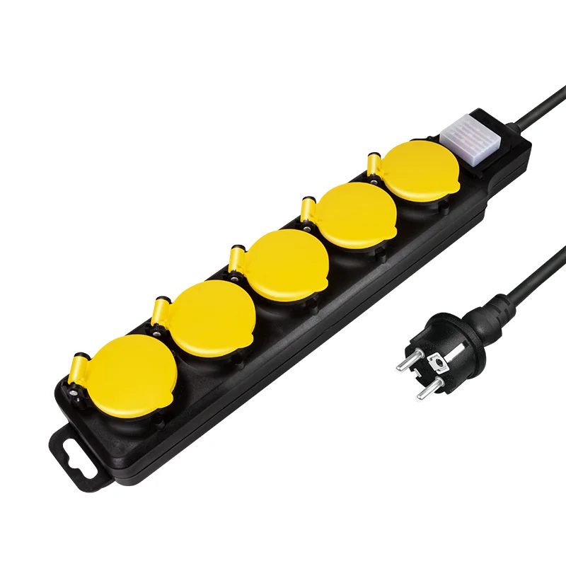 LogiLink LPS255 Verlängerungskabel 1,5 m 5 AC-Ausgänge Draußen Schwarz, Gelb