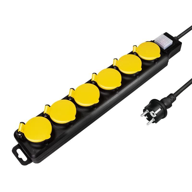 LogiLink LPS256 Verlängerungskabel 1,5 m 6 AC-Ausgänge Draußen Schwarz, Gelb
