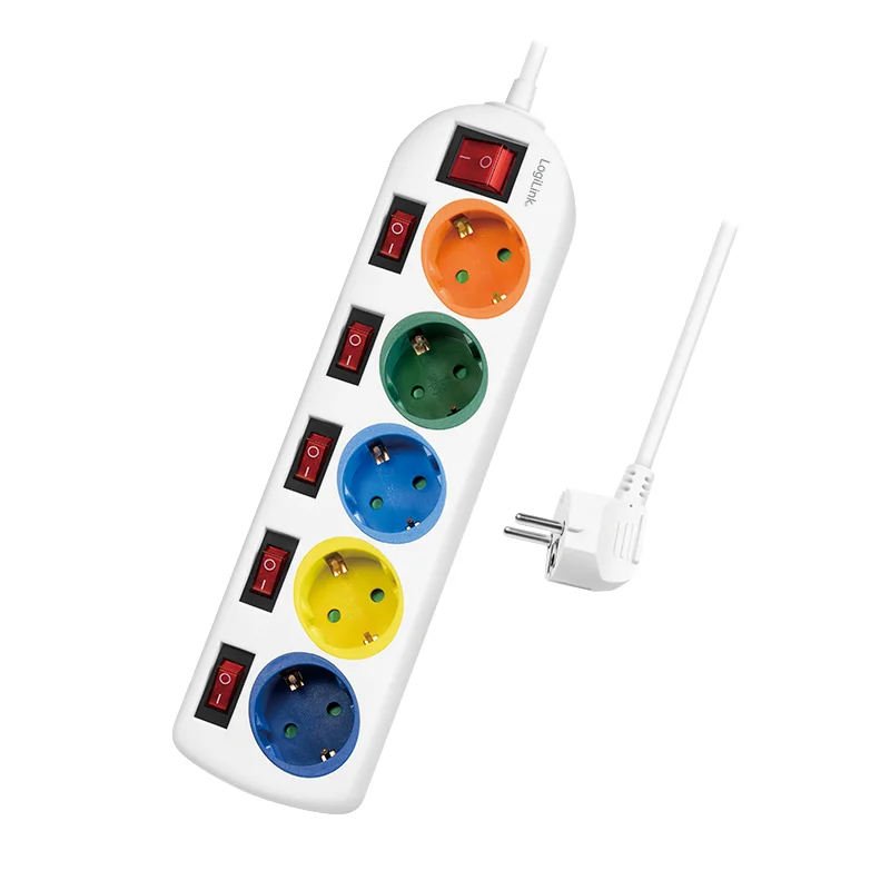LogiLink LPS258 Verlängerungskabel 1,5 m 5 AC-Ausgänge Drinnen Weiß