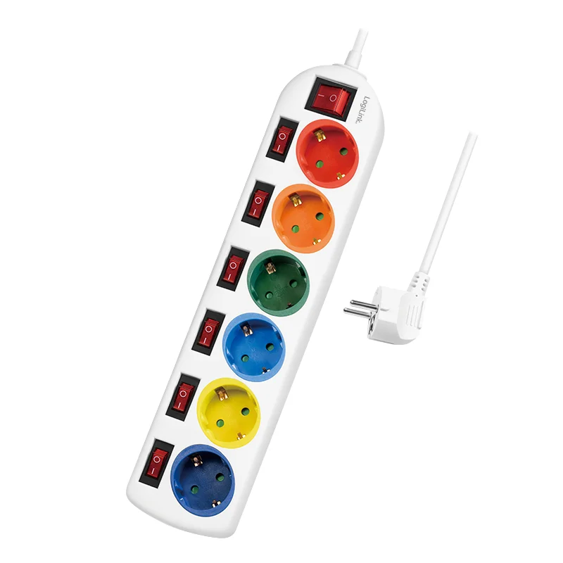 LogiLink LPS259 Verlängerungskabel 1,5 m 6 AC-Ausgänge Drinnen Weiß