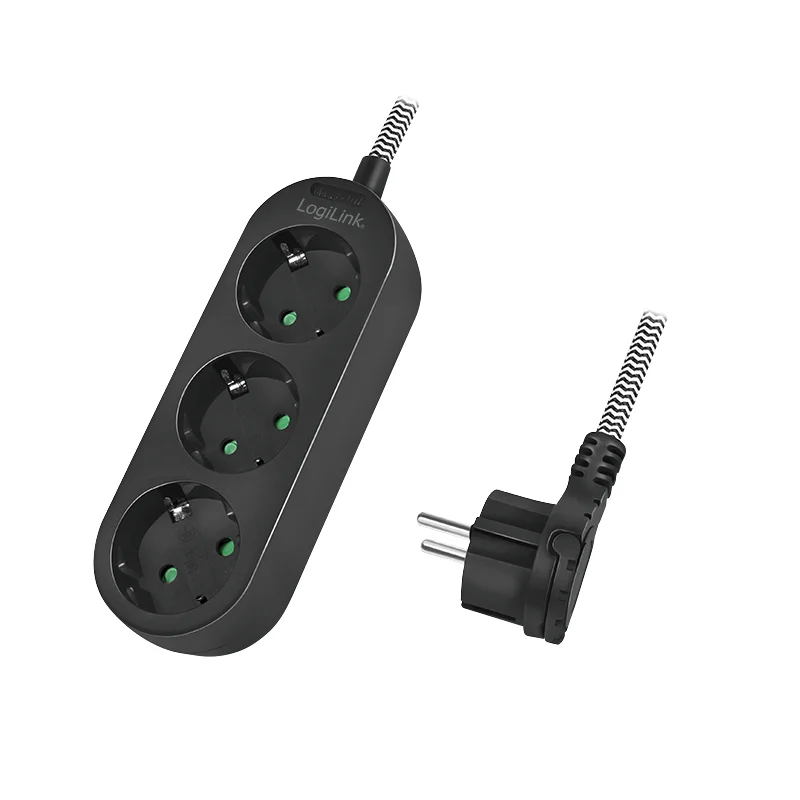 LogiLink LPS261 Verlängerungskabel 1,5 m 3 AC-Ausgänge Drinnen Schwarz, Weiß