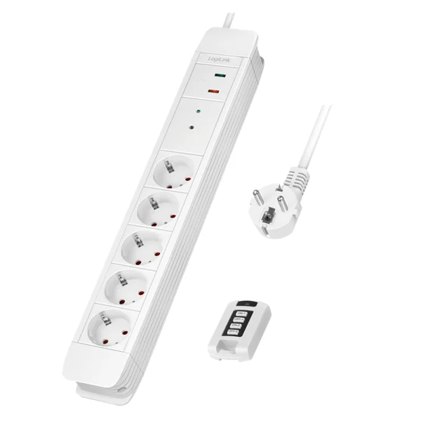 LogiLink LPS402 Verlängerungskabel 1,5 m 5 AC-Ausgänge Drinnen Weiß