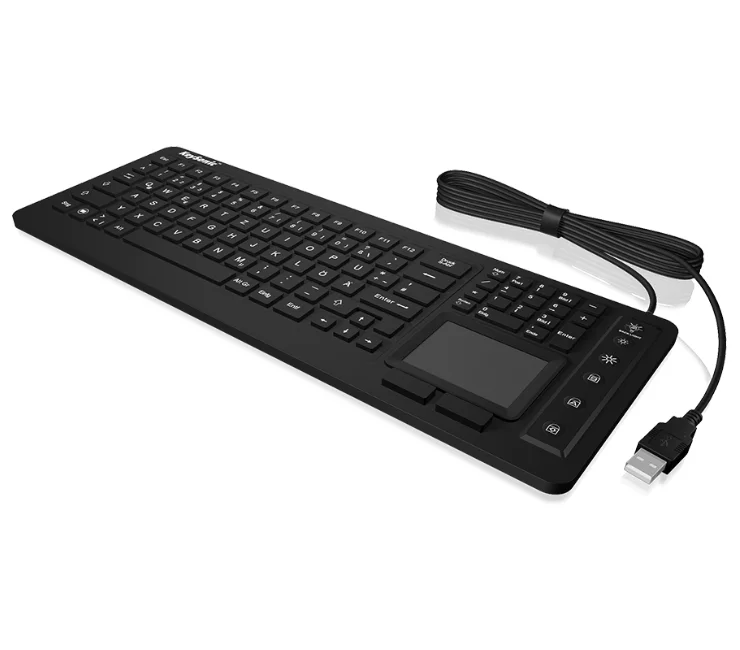KeySonic KSK-6231 INEL (FR) Hygienetastatur, Industrietastatur, Beleuchtung, Touchpad, schwarz, 2 Maustasten, USB, Wasserdicht IP68