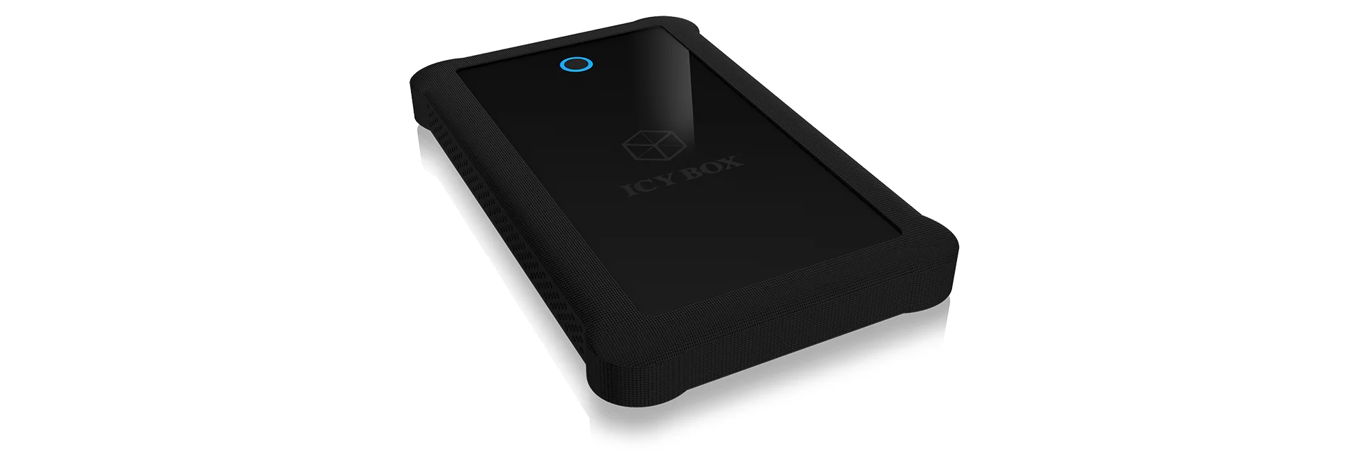 ICY BOX IB-233U3-B; Ext. Gehäuse für 2,5" SATA III (6 Gbit/s) HDD/SSD, USB 3.2 Gen 1 UASP Host, Silikon Schutzhülle