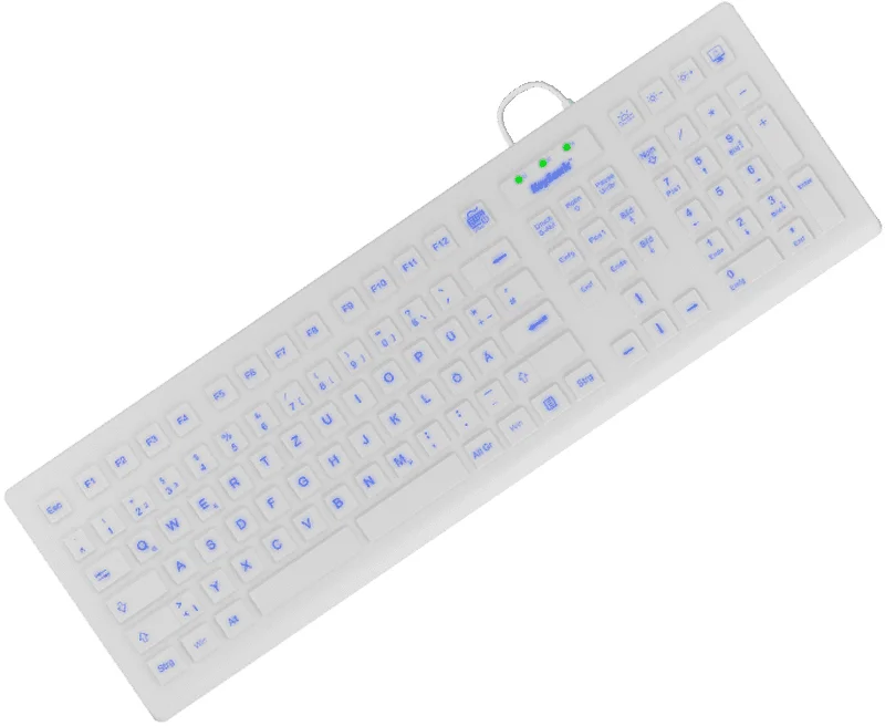KeySonic KSK-8031INEL-Wh (DE) Hygienetastatur, Industrietastatur, USB, Beleuchtung, weiß