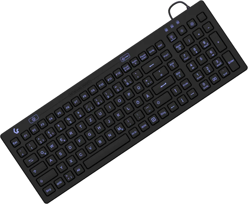 KeySonic KSK-6031INEL-B (DE), Kompakt Hygienetastatur, Industrietastatur, USB, Beleuchtung, schwarz