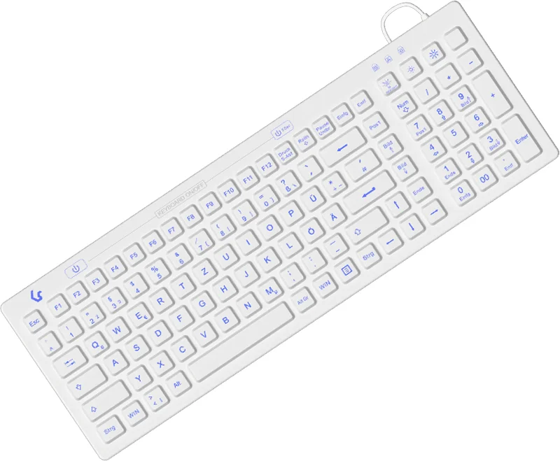 KeySonic KSK-6031INEL-Wh (DE), Kompakt Hygienetastatur, Industrietastatur, USB, Beleuchtung, weiß