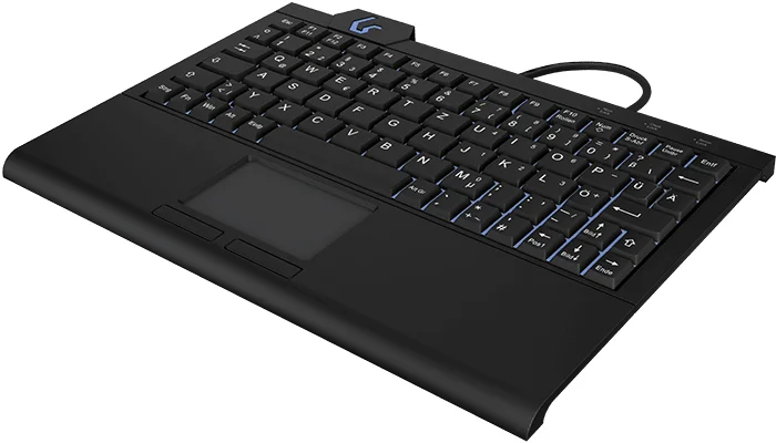KeySonic KSK-3210ELU (DE), Super-Mini Tastatur, Hintergrundbeleuchtung, Touchpad, schwarz
