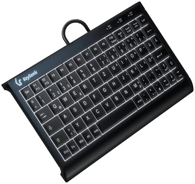 KeySonic KSK-3011ELC (DE), Super-Mini Tastatur, integrierter Numernblock black, Combo
