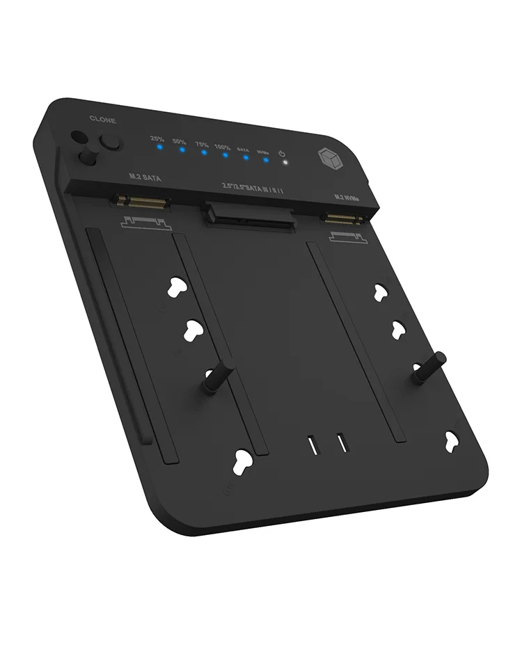 ICY BOX IB-2915MSCL-C31, Docking & CloneStation für M.2 NVMe & M.2 SATA SSD & 2.5”/3.5” SATA SSD/HDD, Zweiwege klonen, USB 3.2 Gen 2 Type-C®/Type-A, schwarz