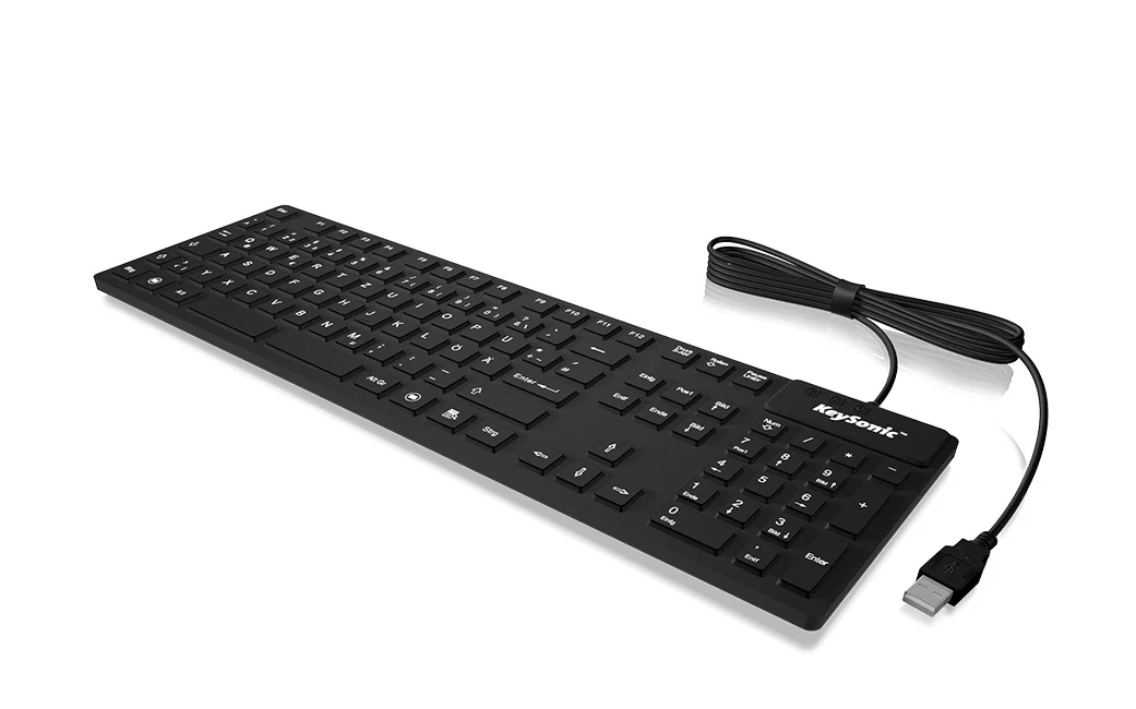 KeySonic KSK-8030 IN (US) Industrietastatur, USB, wasserdicht IP 68, schwarz