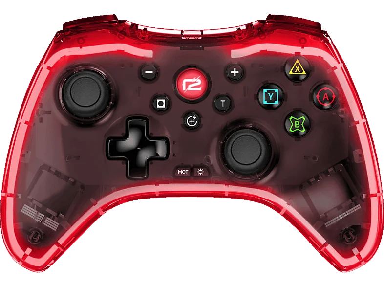 READY 2 GAMING Pro Pad X LED Editon Controller Transparent/Rot für Nintendo Switch, Switch Lite, PlayStation 3