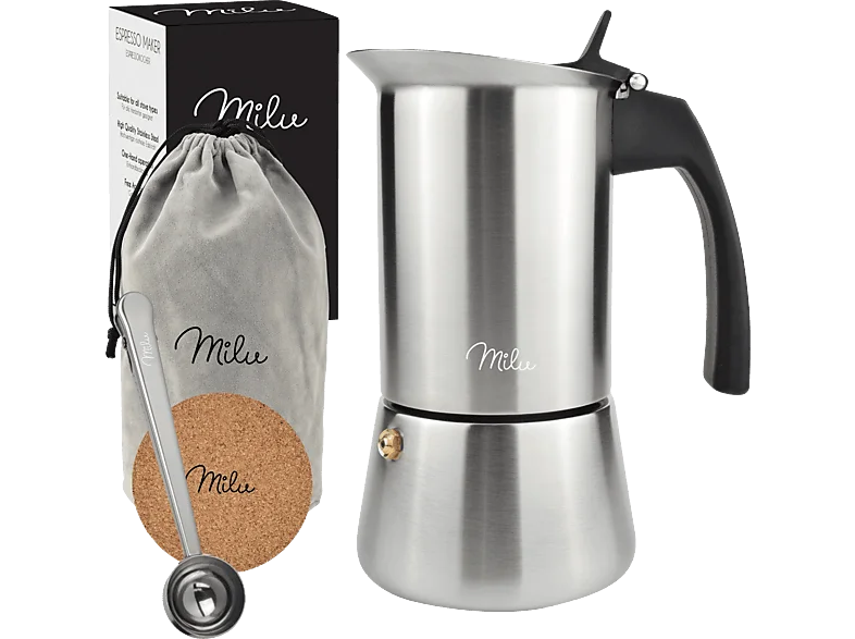 MILU 6598 6 Tassen Espressokocher Silber