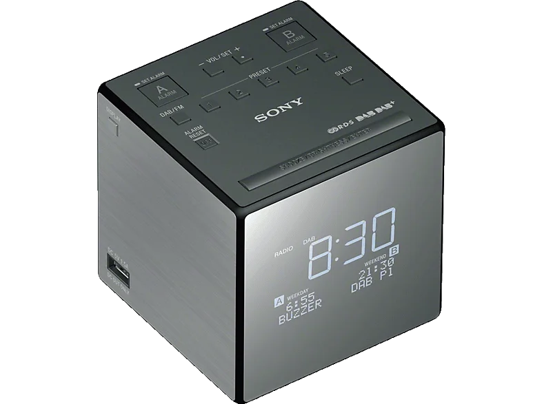 SONY XDR-C1DBP Radio-Wecker, Digital, DAB+, DAB, FM, Schwarz/Silber
