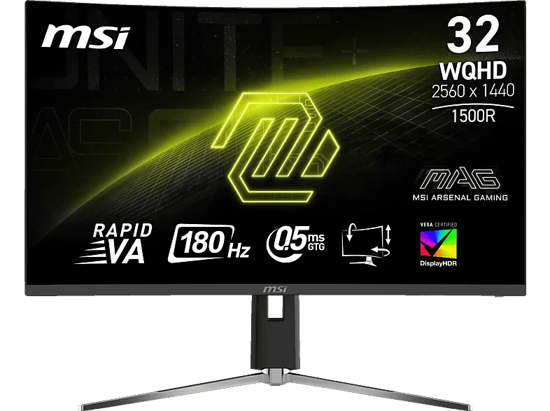 MSI MAG32CQ6PFDE 31,5 Zoll WQHD Curved Gaming Monitor 0,5 ms Reaktionszeit 180 Hz