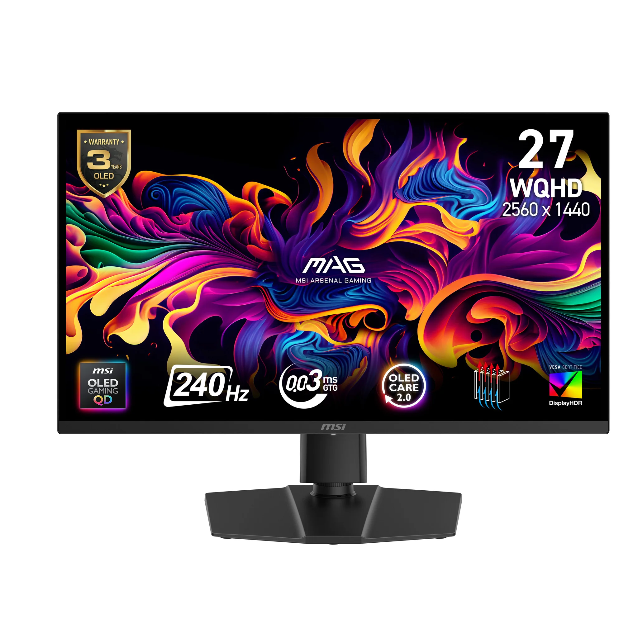 MSI MAG 271QP QD-OLED X24 Computerbildschirm 67,3 cm (26.5") 2560 x 1440 Pixel Wide Quad HD Schwarz