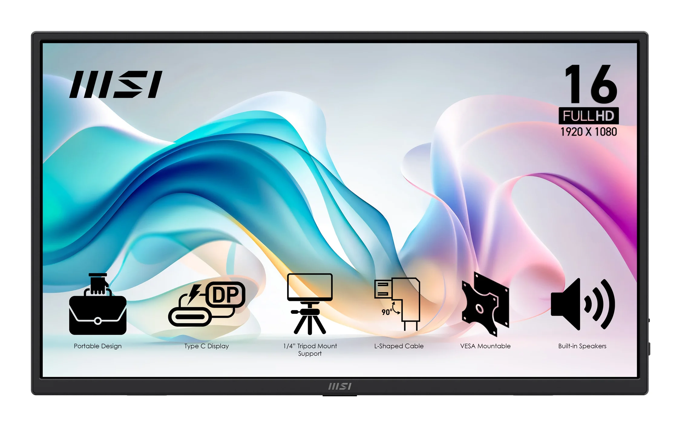 MSI PRO MP165DE E6 TV-Gerät/Monitor tragbar Tragbarer Monitor Schwarz 39,6 cm (15.6") LED 1920 x 1080 Pixel