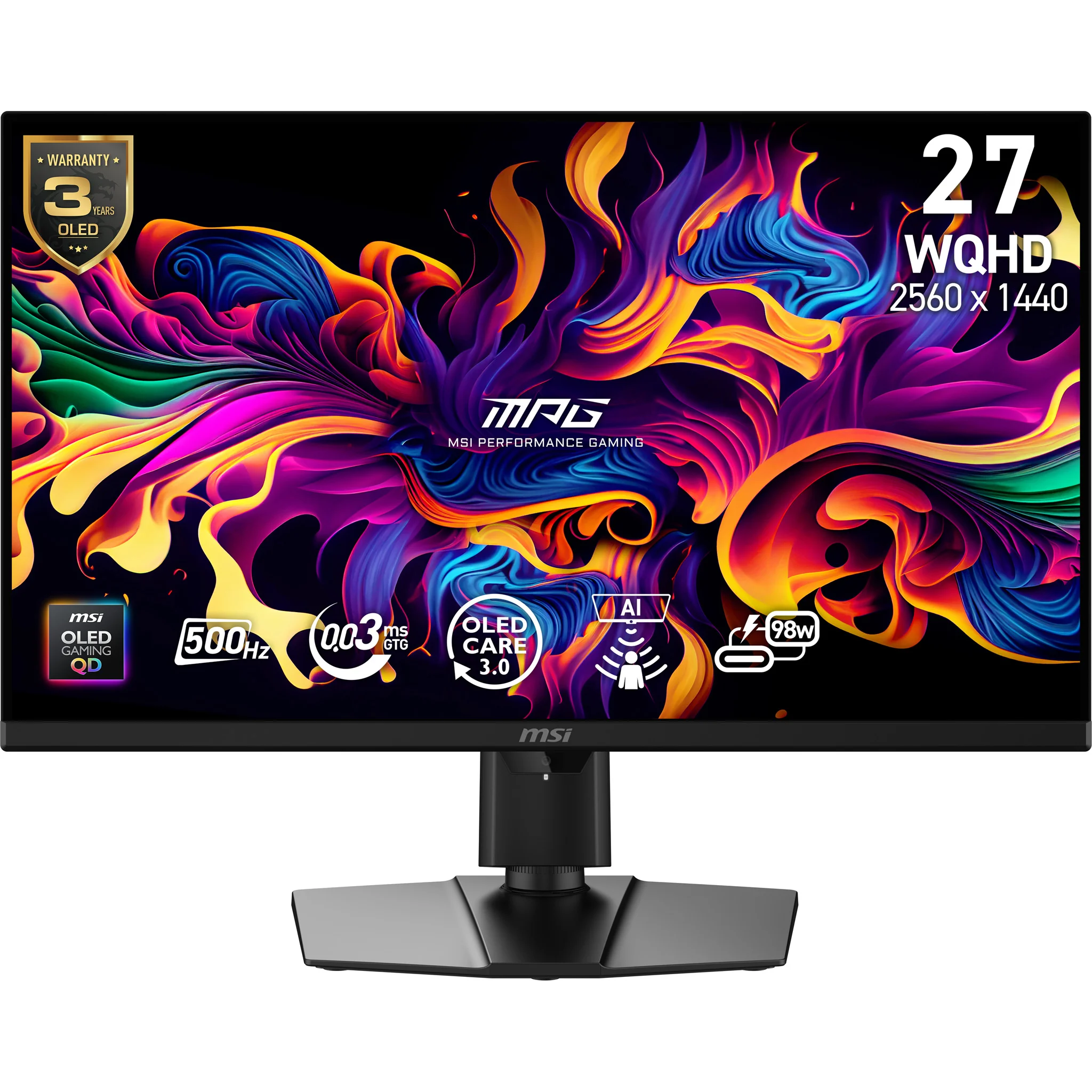 MSI MPG 271QRDE QD-OLED X50 Computerbildschirm 67,3 cm (26.5") 2560 x 1440 Pixel Wide Quad HD Schwarz
