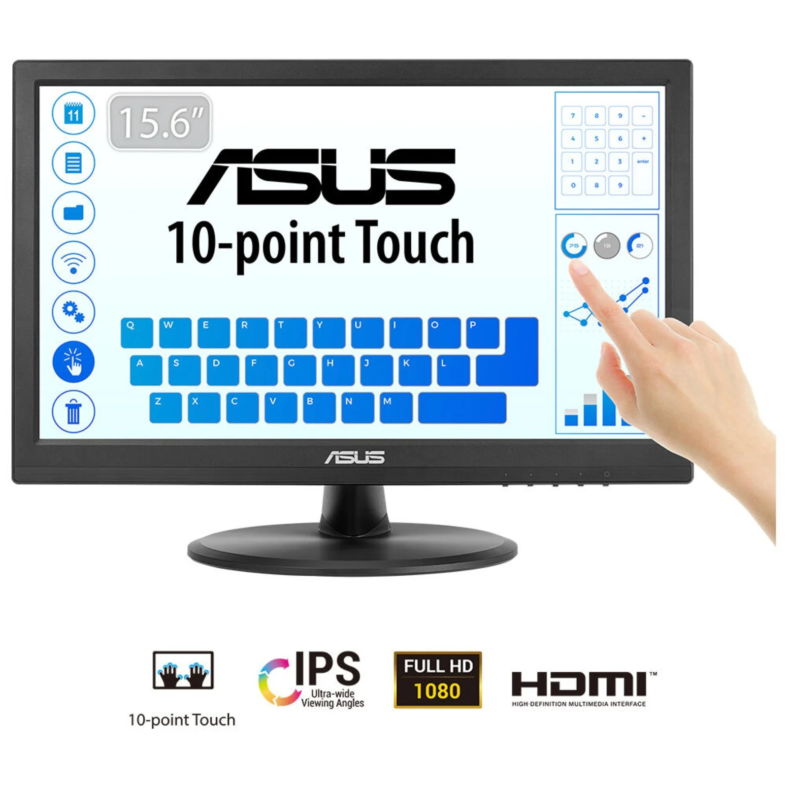 ASUS Touch VT169HE Computerbildschirm 39,6 cm (15.6") 1920 x 1080 Pixel Full HD LED Touchscreen Tisch Schwarz
