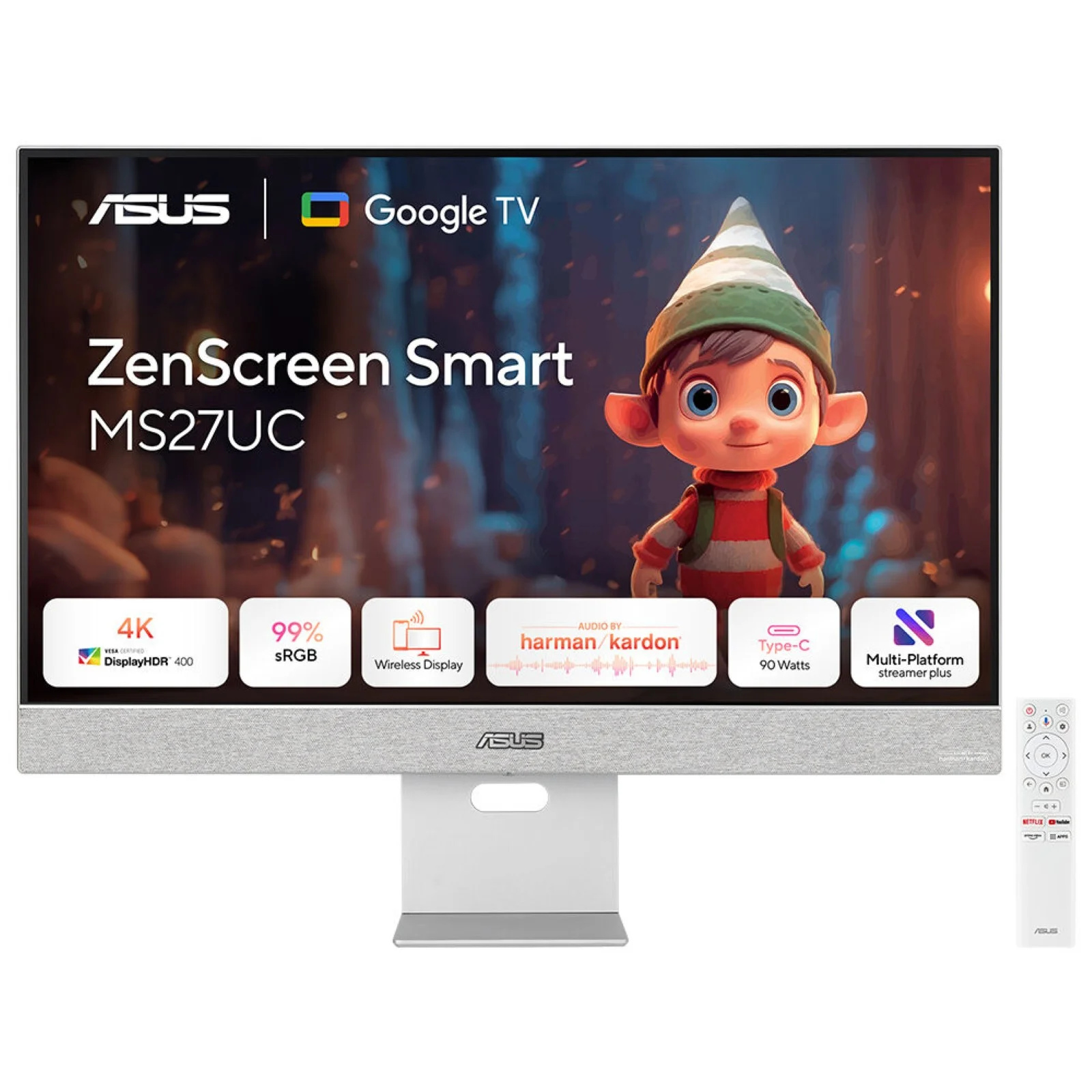 ASUS ZenScreen Smart Monitor MS27UC Computerbildschirm 68,6 cm (27") 3840 x 2160 Pixel 4K Ultra HD LCD Grau