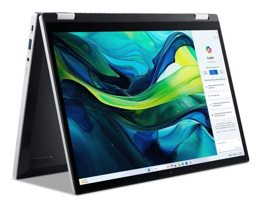 Acer Aspire Go Spin 14 AGSP14-31PT-36R6 Intel Core 3 N355 Hybrid (2-in-1) 35,6 cm (14") Touchscreen WUXGA 16 GB LPDDR5-SDRAM 512 GB SSD Wi-Fi 6 (802.11ax) Windows 11 Home Silber QWERTZ Deutsch