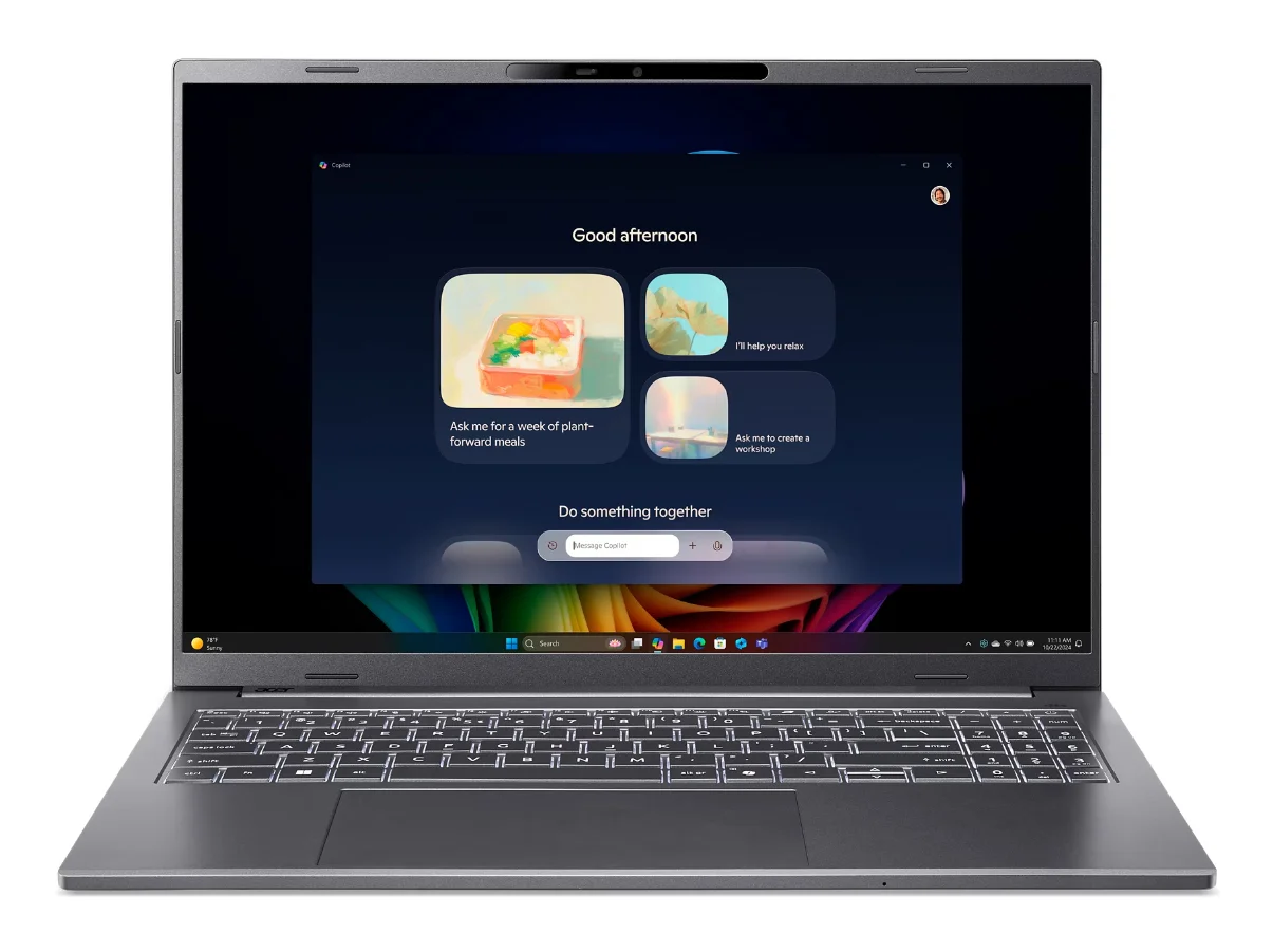 Acer Aspire 16 AI A16-52M-73EZ Copilot+ PC Intel Core Ultra 7 256V Laptop 40,6 cm (16") WUXGA 16 GB LPDDR5x-SDRAM 512 GB SSD Wi-Fi 7 (802.11be) Windows 11 Home Grau