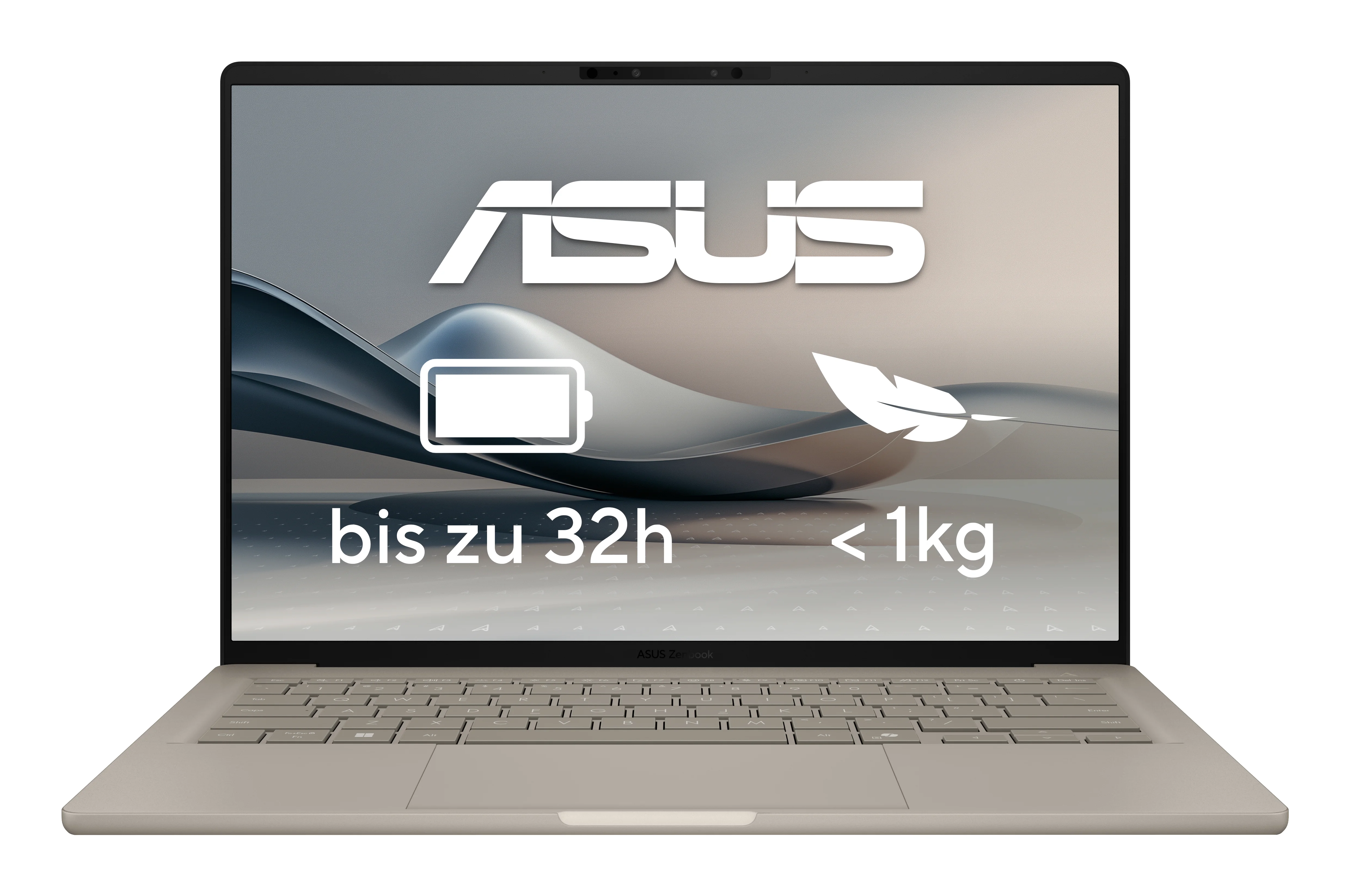ASUS Zenbook A14 UX3407QA-QD305W Copilot+ PC Snapdragon X1-26-100 Laptop 35,6 cm (14") WUXGA 32 GB LPDDR5x-SDRAM 1 TB SSD Wi-Fi 6E (802.11ax) Windows 11 Home Beige QWERTZ Deutsch