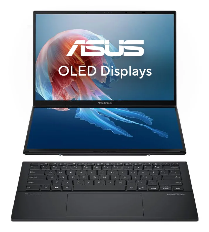 ASUS Zenbook Duo UX8406CA-QL263W Intel Core Ultra 9 285H Hybrid (2-in-1) 35,6 cm (14") Touchscreen WUXGA 16 GB LPDDR5x-SDRAM 1 TB SSD Wi-Fi 7 (802.11be) Windows 11 Home Grau QWERTZ Deutsch