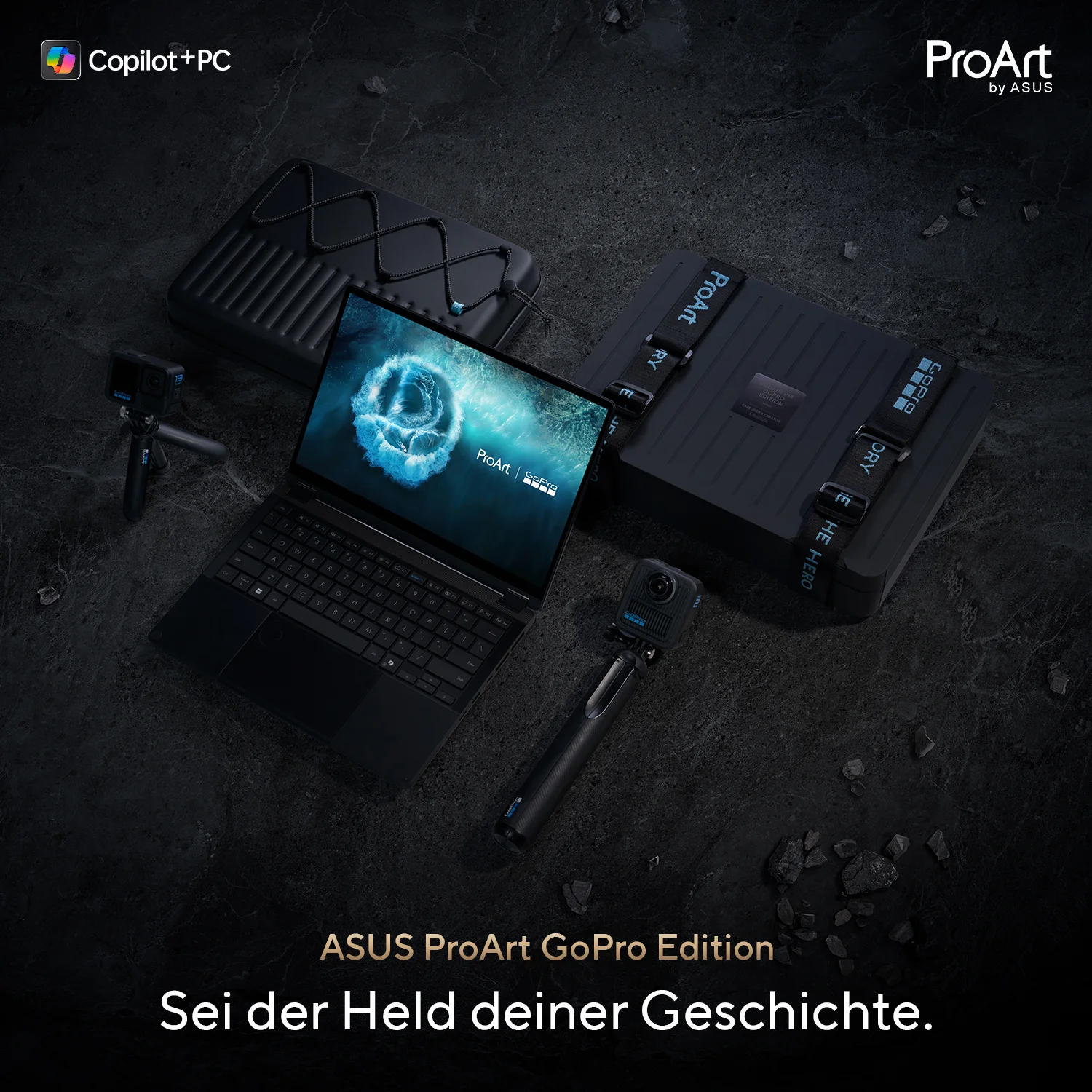 ASUS ProArt GoPro Edition PX13 HN7306EAC-LX089X Copilot+ PC AMD Ryzen AI Max+ 395 Hybrid (2-in-1) 33,8 cm (13.3") Touchscreen 3K 128 GB LPDDR5x-SDRAM 2 TB SSD Wi-Fi 7 (802.11be) Windows 11 Pro Schwarz