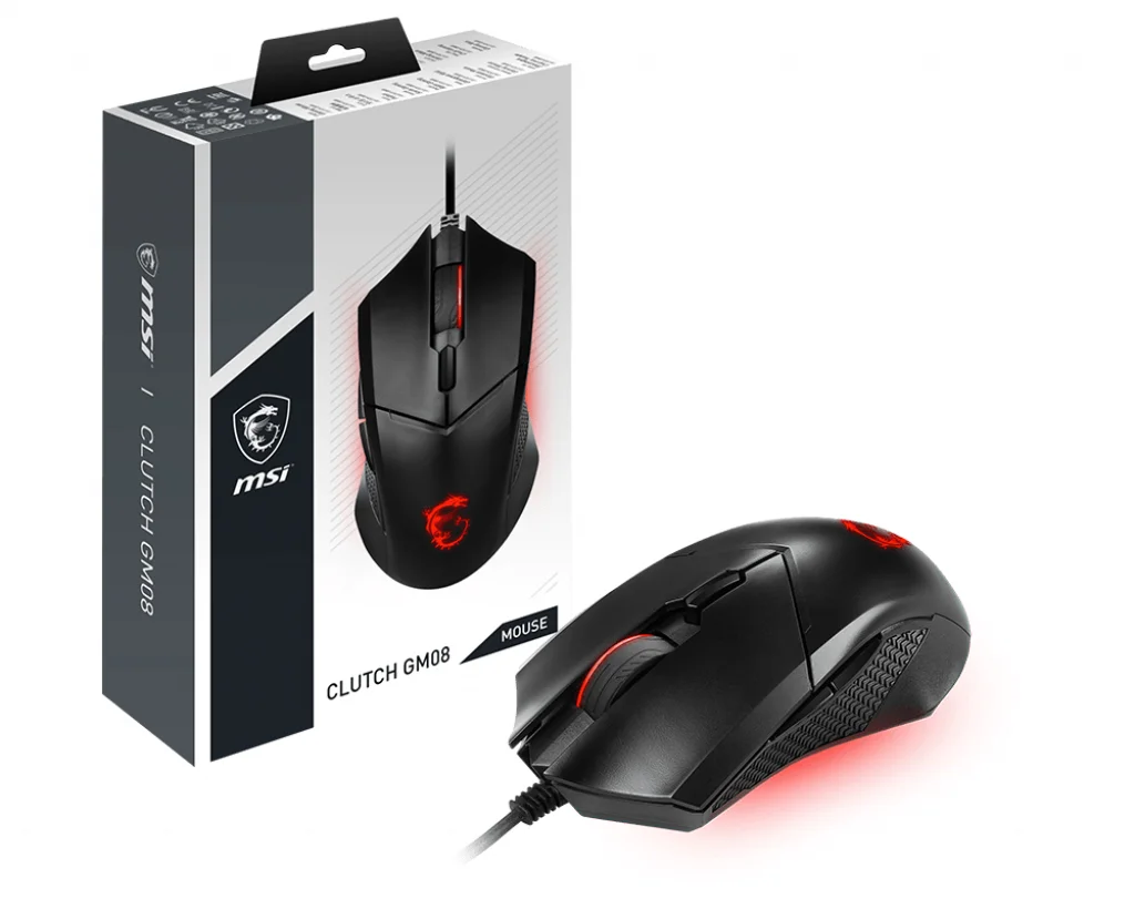 MSI Clutch GM08 Maus Gaming Beidhändig USB Typ-A Optisch 4200 DPI