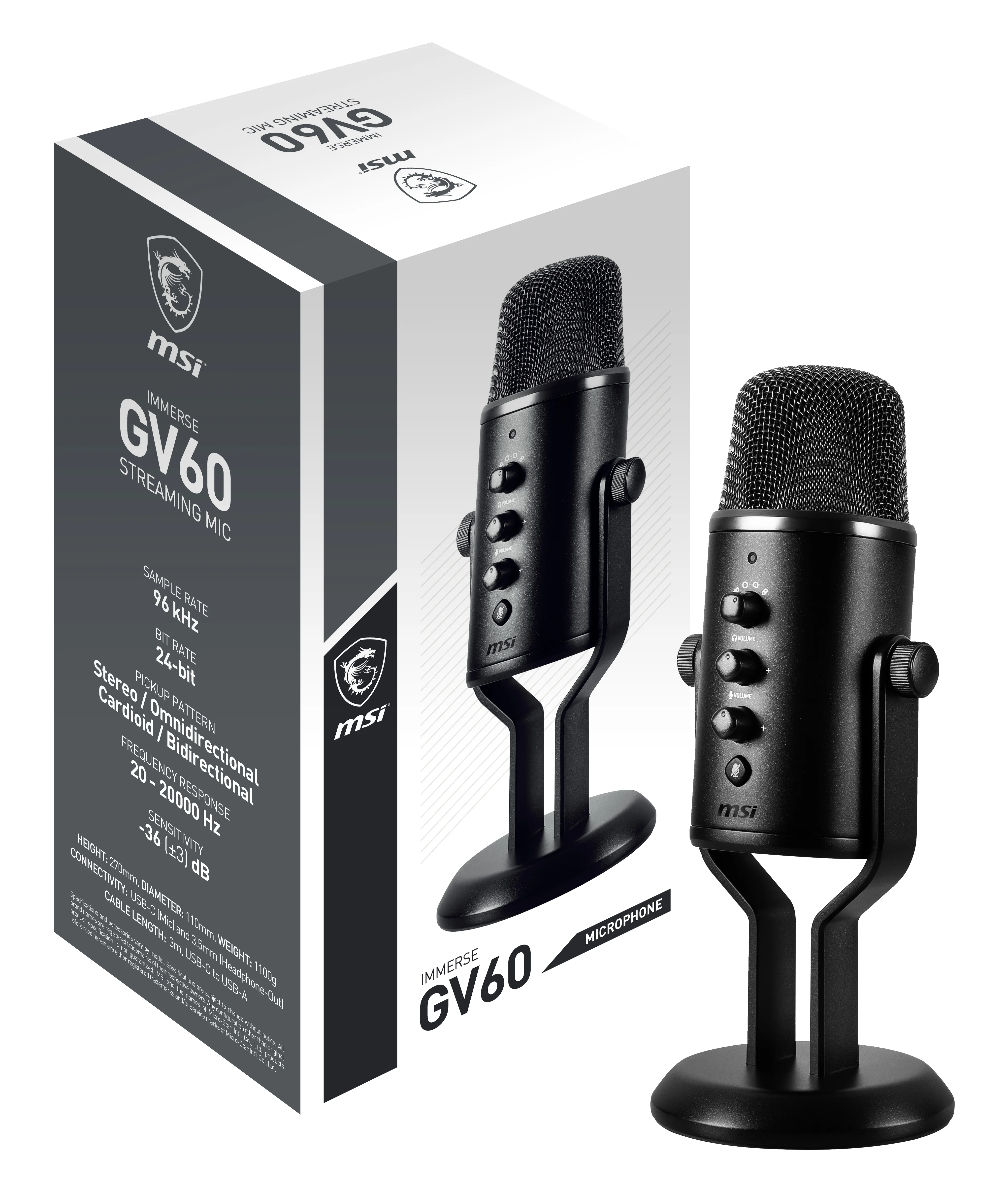 MSI IMMERSE GV60 STREAMING MIC Mikrofon Schwarz Mikrofon für Spielkonsole