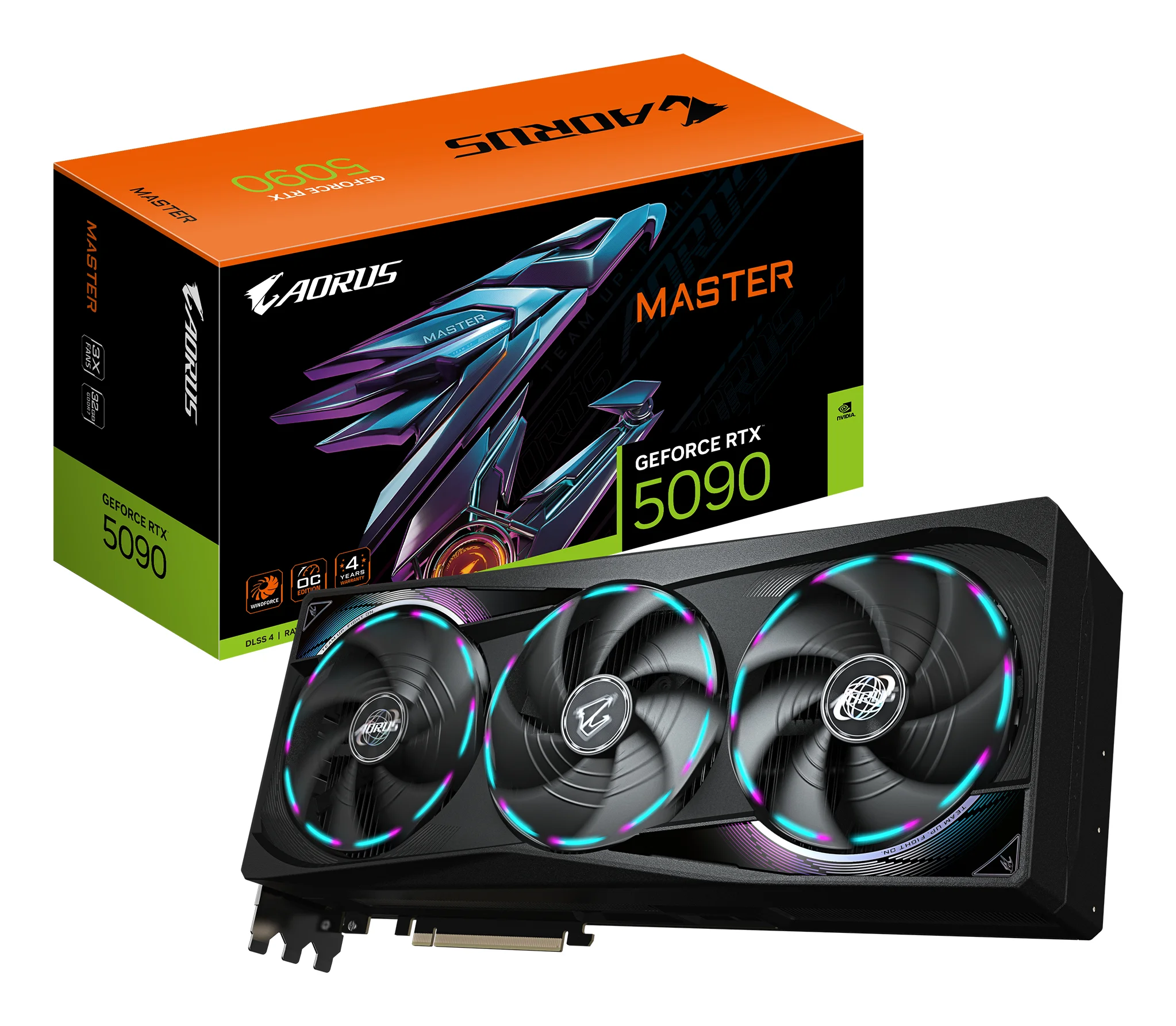 GIGABYTE AORUS GeForce RTX 5090 MASTER 32G Grafikkarte - 32 GB GDDR7, 512 Bit, PCI-E 5.0, 2655MHz Kernfrequenz, 3 x DP 2.1a, 1 x HDMI 2.1b, GV-N5090AORUS M-32GD