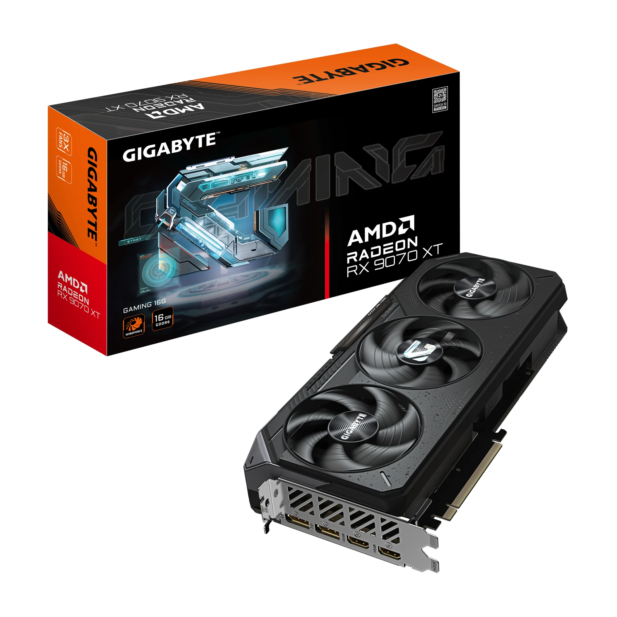 GIGABYTE Radeon RX 9070 XT GAMING 16G Grafikkarte – 16 GB GDDR6, 256-Bit, PCI-E 5.0, 2970 MHz Kernfrequenz, 2 x DisplayPort 2.1a, 2 x HDMI 2.1b, GV-R9070XTGAMING-16GD