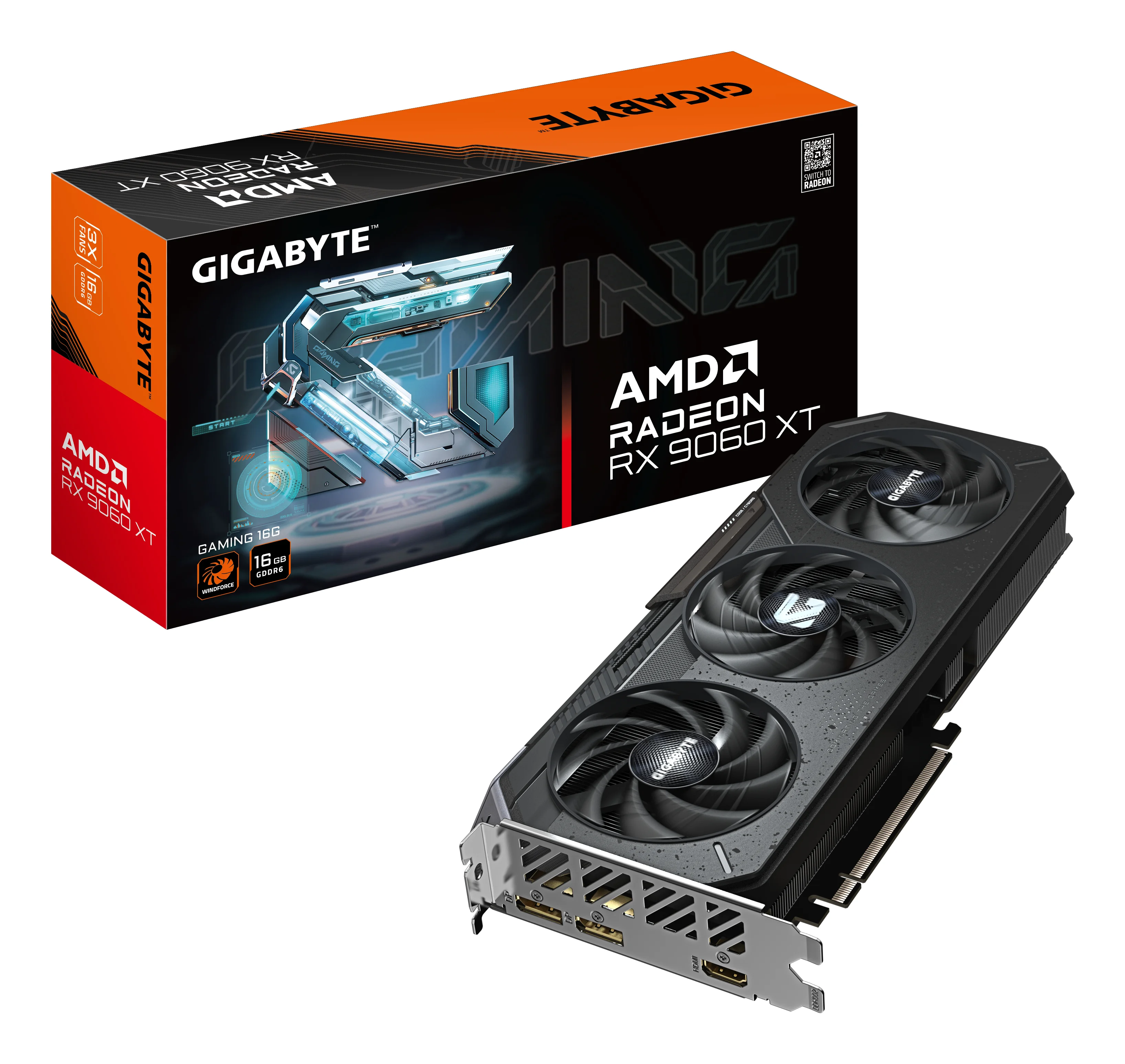 GIGABYTE Radeon RX 9060 XT GAMING 16G Grafikkarte - 16GB GDDR6, 128bit, PCI-E 5.0, 3230 MHz Kerntakt, 2 x DisplayPort, 1 x HDMI, GV-R9060XTGAMING-16GD